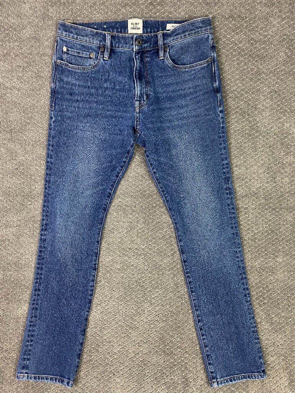 Flint and Tinder Slim Fit Jeans Mens 30x30 Measures 30x29 Blue Stretch F-520031